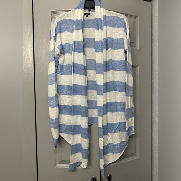 Splendid Blue and White Striped Long Cardigan - Picture 7 of 7